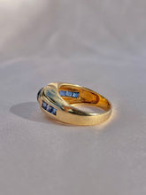 Load image into Gallery viewer, Vintage 14k Sapphire Cabochon Baguette Diamond Ring