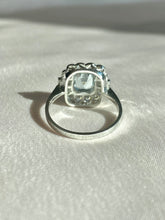 Load image into Gallery viewer, Vintage Platinum Aquamarine Diamond Cluster Ring
