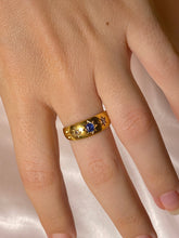 Load image into Gallery viewer, Antique 18k Gypsy Sapphire Diamond Ring