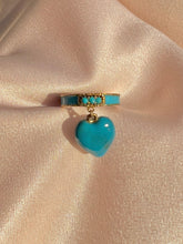 Load image into Gallery viewer, Antique 18k Turquoise Victorian Enamel Heart Ring
