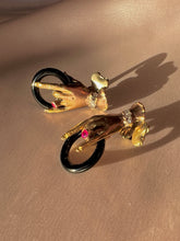 Load image into Gallery viewer, Vintage 10k Diamond Ruby Onyx Mano Earrings