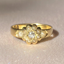Load image into Gallery viewer, Antique 18k Diamond Seed Pearl Cluster Ring 1891