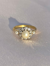 Load image into Gallery viewer, Antique 18k Deco Diamond Pearl Cluster Engagement Ring