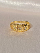 Load image into Gallery viewer, Antique 18k Paneled Trilogy Starburst Gypsy Ring 1900s