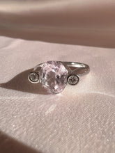 Load image into Gallery viewer, Vintage 14k Rose Quartz Diamond Bezel Ring