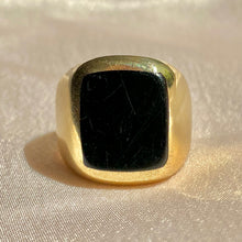 Load image into Gallery viewer, Vintage 9k Onyx Square Signet Ring 1978