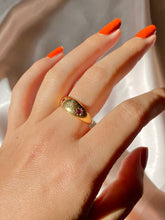 Load image into Gallery viewer, Antique 18k Ruby Diamond Gypsy Starburst Trilogy Ring 1916