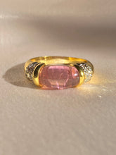 Load image into Gallery viewer, Vintage 18k Morganite Diamond Cabochon Ring