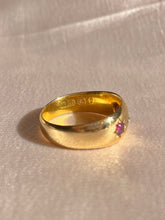 Load image into Gallery viewer, Antique 18k Trilogy Ruby Diamond Ring 1898