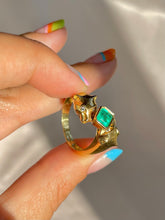 Load image into Gallery viewer, Vintage 18k Emerald Diamond Panther Duo Ring