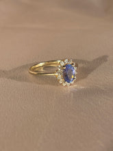 Load image into Gallery viewer, Vintage 9k Tanzanite Diamond Oval Cluster Ring
