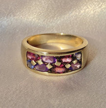 Load image into Gallery viewer, Vintage 9k Amethyst Plum Sapphire Band