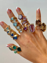 Load image into Gallery viewer, Antique 9k Rose Gold Amethyst Diamond Starburst Ring 1918