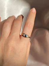 Load image into Gallery viewer, Vintage 9k Marquise Sapphire Diamond Ring