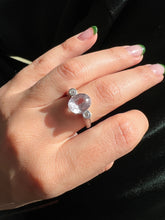 Load image into Gallery viewer, Vintage 14k Rose Quartz Diamond Bezel Ring