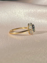 Load image into Gallery viewer, Vintage 9k Sapphire Diamond Halo Ring