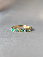 Load image into Gallery viewer, Vintage 9k Turquoise Pearl Half Eternity Ring