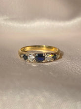 Load image into Gallery viewer, Vintage 18k Sapphire Diamond Ring 1983
