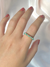Load image into Gallery viewer, Vintage 9k Turquoise Pearl Half Eternity Ring