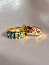Load image into Gallery viewer, Antique 15k Turquoise Pearl Enamel Ring 1890