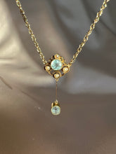 Load image into Gallery viewer, Antique 9k Aquamarine Pearl Edwardian Necklace
