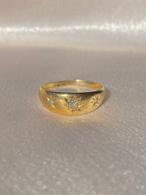 Load image into Gallery viewer, Antique 18k Trilogy Diamond Starburst Gypsy Ring 1913