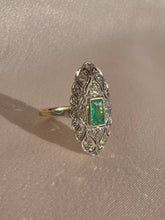 Load image into Gallery viewer, Antique 14k Emerald Diamond Art Deco Ring