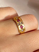Load image into Gallery viewer, Antique 15k Diamond Ruby Pomegranate Ring 1890