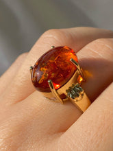 Load image into Gallery viewer, Vintage 9k Amber Cabochon Cocktail Ring