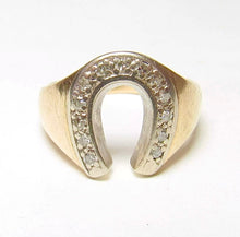 Load image into Gallery viewer, Vintage 10k Diamond Horseshoe Ring