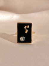 Load image into Gallery viewer, Antique 14k Onyx Diamond R Ring 1890s
