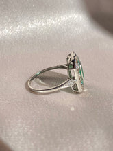 Load image into Gallery viewer, Platinum Emerald Rose Cut Diamond Ring