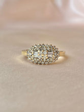 Load image into Gallery viewer, Vintage 9k Diamond Baguette Cluster Ring