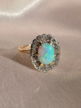 Load image into Gallery viewer, Vintage 18k Opal Diamond Cluster Halo Ring