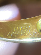 Load image into Gallery viewer, Antique 18k Sapphire + Diamond Gypsy Set Ring 1883