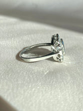 Load image into Gallery viewer, Vintage Platinum Aquamarine Diamond Cluster Ring