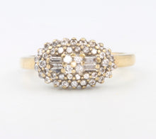 Load image into Gallery viewer, Vintage 9k Diamond Baguette Cluster Ring