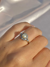 Load image into Gallery viewer, Antique 18k Deco Diamond Pearl Cluster Engagement Ring