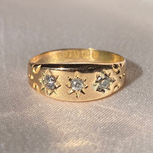 Load image into Gallery viewer, Antique 15k Starburst Diamond Gypsy Set Ring 1891