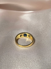 Load image into Gallery viewer, Antique 18k Sapphire + Diamond Gypsy Set Ring 1883