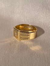 Load image into Gallery viewer, Antique 9k Starburst Diamond Signet Ring 1931