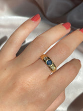 Load image into Gallery viewer, Antique 18k Sapphire + Diamond Gypsy Set Ring 1883