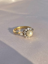Load image into Gallery viewer, Antique 18k Deco Diamond Pearl Cluster Engagement Ring