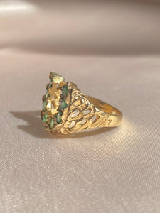 Vintage 9k Emerald Brutalist Horseshoe Ring