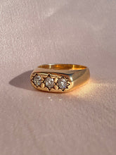 Load image into Gallery viewer, Vintage 14k Old European Diamond Trilogy Starburst Ring 1998 0.60 cts