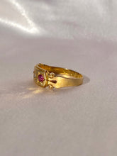 Load image into Gallery viewer, Antique Edwardian 18k Gypsy Ruby Diamond 1899 Ring