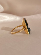 Load image into Gallery viewer, Antique 14k Onyx Diamond R Ring 1890s