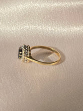 Load image into Gallery viewer, Vintage 9k Sapphire Diamond Halo Ring