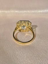 Load image into Gallery viewer, Vintage 18k Platinum Asscher Aquamarine Diamond Ring