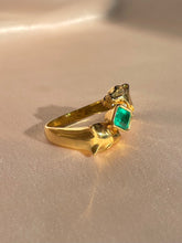 Load image into Gallery viewer, Vintage 18k Emerald Diamond Panther Duo Ring